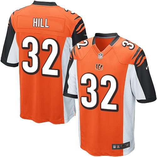 Men's Game Jeremy Hill Nike Jersey Orange Alternate - #32 NFL Cincinnati Bengals